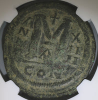 540/1 Justinian I Byzantine Empire Dated Follis Constantinople Mint NGC F (18031501D)