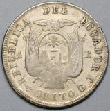 1857 ECUADOR Rare Silver 4 Reales Liberty Head Coin (18041402RE)