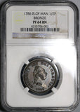 1786 NGC PF 64 Isle Man 1/2 Penny George III Britain Proof Coin POP 1/0 (21090705C)