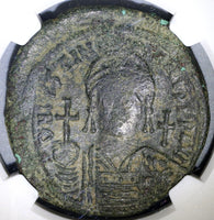 540/1 Justinian I Byzantine Empire Dated Follis Constantinople Mint NGC F (18031501D)