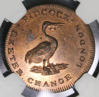 1801 NGC MS 64 RB Pidcock's Conder Farthing Middlesex Monkey Pelican DH 1073 (21091603C)