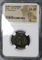 244 NGC Ch XF Roman Egypt Alexandria Philip I Tetradrachm Sarapis Stg Year 1 (21082505C)