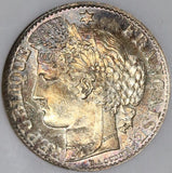 1894-A NGC MS 65 France Silver 50 Centimes Rainbow Toned Coin (18012903D)