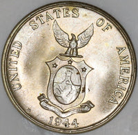 1944-D/S NGC MS 64 Philippines Silver 20 Centavos Coin (18031303C)
