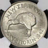 1942 NGC AU 58 New Zealand Silver 6 Pence & Florin & 1/2 Crown Coins (18021801C)