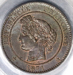 1871-A PCGS MS 63 France 10 Centimes Paris Mint State Coin (21090904C)