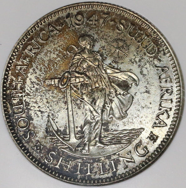 1947 NGC PF 62 South Africa Shilling Proof George VI Silver Coin (21082108C)