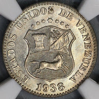 1938 NGC MS 63 Venezuela 5 Centimos Horse Lustrous UNC Coin (21083006C)