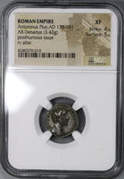 161 NGC XF Antoninus Pius Roman Empire Denarius Posthumous Consecratio Altar (21082701C)