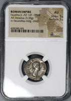 156 175 NGC AU FAUSTINA Jr Roman Empire Denarius Fecunditas & Child Fertility 5/5 5/5 (21082602C)