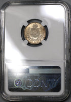 1867 NGC MS 65  BRAZIL Silver 200 Reis Golden Tone Coin (18040301D)