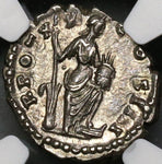 156/7 NGC Ch AU Antoninus Pius Roman Empire Denarius Annona 4/5 4/5 (17082402CZ)