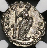 156/7 NGC Ch AU Antoninus Pius Roman Empire Denarius Annona 4/5 4/5 (17082402CZ)