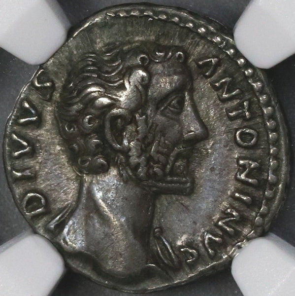 161 NGC XF Antoninus Pius Roman Empire Denarius Posthumous Consecratio Altar (21082701C)