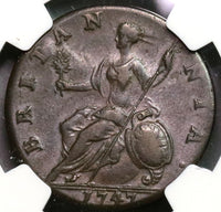 1747 NGC XF 45 George II 1/2 Penny GREAT BRITAIN Coin (18091707CZ)