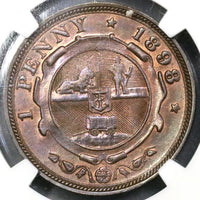 1898 NGC MS 62 South Africa Penny ZAR Kruger Coin (18091501C)