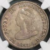 1857 NGC VF 35  Ecuador 4 Reales Scarce Liberty Head Coin (18100303CZ)