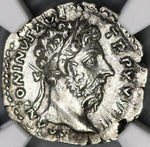 169 NGC AU Marcus Aurelius Denarius  Roman Empire Diana Huntress (18040703C)