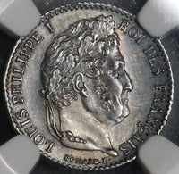 1833-A NGC MS 63 FRANCE Silver 1/4 Franc Louis Philippe Coin (17102103CZ)