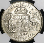 1946 NGC MS 63+ Australia Florin George VI SIlver 2 Shillings Coin (16031208D)