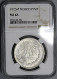 1926 NGC MS 65 MEXICO Silver 1 Peso Mint State Coin (18091002CZ)
