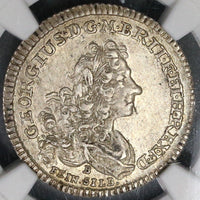 1723 NGC AU 55 Brunswick Luneburg Silver 1/6 Taler George POP 1/0 (17101802C)