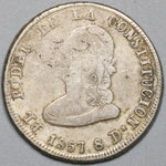 1857 ECUADOR Rare Silver 4 Reales Liberty Head Coin (18041402RE)