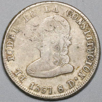 1857 ECUADOR Rare Silver 4 Reales Liberty Head Coin (18041402RE)