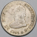 1857 ECUADOR Rare Silver 4 Reales Liberty Head Coin (18041402RE)