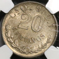 1901-Cn NGC MS 63 MEXICO 20 Centavos Culiacan Mint Silver Coin (18091608C)