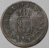 1782-& FRANCE Liard Louis XVI Aix Mint Reverse Doubled Coin (18041717RE)
