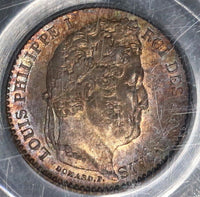 1845-B PCGS MS 64 France 25 Centimes Louis Philippe Silver Coin OGH (21082805C)