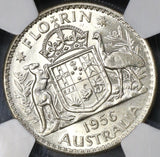 1956 NGC AU 58 Australia Florin 2 Shillings Elizabeth Silver Key Coin (21082001C)