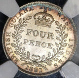1891 NGC MS 65  British Guiana Silver 4 Pence Britain Empire Coin (17102401CZ)