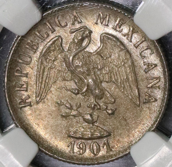 1901-Cn NGC MS 63 MEXICO 20 Centavos Culiacan Mint Silver Coin (18091608C)