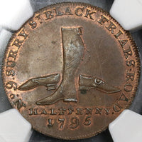 1795 NGC MS 63 Boots Shoes Conder 1/2 Penny Guest's D&H 308 (18021707C)
