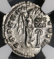 166 NGC MS Marcus Aurelius Roman Empire Denarius Victory Parthia Commemorative (17092801D)