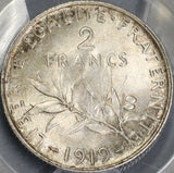 1919 PCGS MS 65 France 2 Francs Semeuse Sower Silver Coin (18032902D)