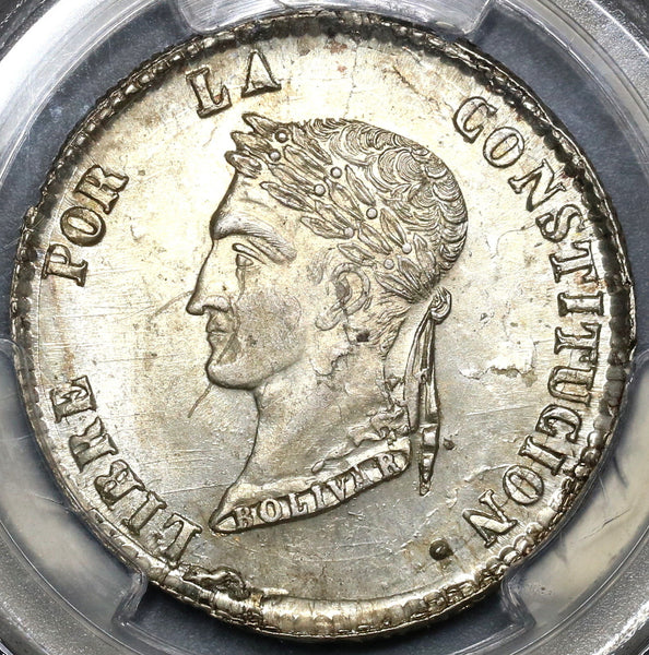 1856 PCGS MS 62 BOLIVIA Silver 4 Soles FLASHY Coin (18091401C)