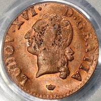 1789-M PCGS MS 63 France Liard Louis XVI Toulouse Mint Red/Brown Coin (21082703C)