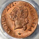 1789-M PCGS MS 63 France Liard Louis XVI Toulouse Mint Red/Brown Coin (21082703C)