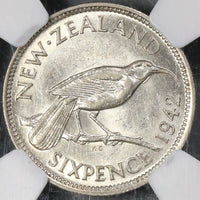1942 NGC AU 58 New Zealand Silver 6 Pence & Florin & 1/2 Crown Coins (18021801C)