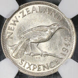 1942 NGC AU 58 New Zealand Silver 6 Pence & Florin & 1/2 Crown Coins (18021801C)