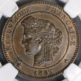 1887-A NGC MS 63 France 10 Centimes Paris Key Date Ceres Coin (21082802C)