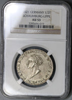1821 NGC AU 53 Schaumburg Lippe 1/2 Taler German State Coin POP 1/4 (21082301C)