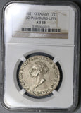 1821 NGC AU 53 Schaumburg Lippe 1/2 Taler German State Coin POP 1/4 (21082301C)