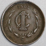 1903-M Mexico 1 Centavo XF/AU Copper Coin (19070904R)