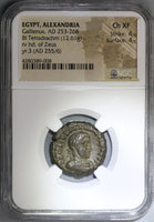 255 NGC Ch XF Gallienus Roman Egypt Alexandria Tetradrachm Zeus Head Pedigree (21090203C)