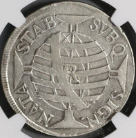 1758-R NGC Fine Brazil 600 Reis Rare Portugal Empire Silver Coin (21090302C)