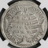 1758-R NGC Fine Brazil 600 Reis Rare Portugal Empire Silver Coin (21090302C)